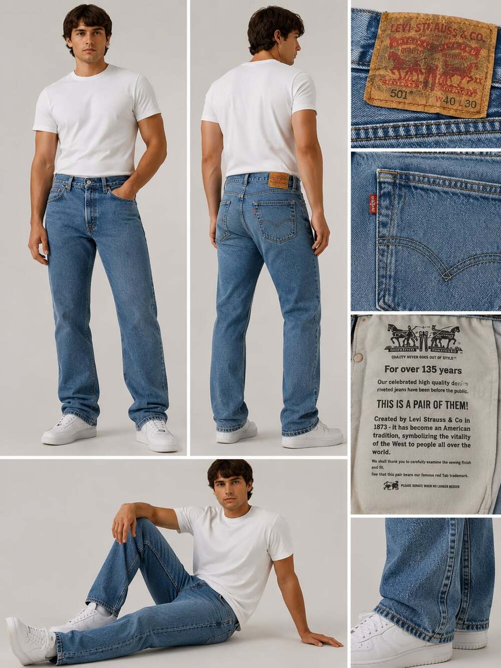 Levi's 501 Original Fit Jeans Men's Size 40x30 Blue Denim
B102JC